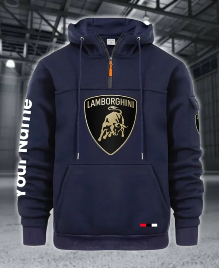 Two-Door Sports Coupe Large Pocket Hoodie, Driver's Essential Quarter-Zip CAR514 - Navy