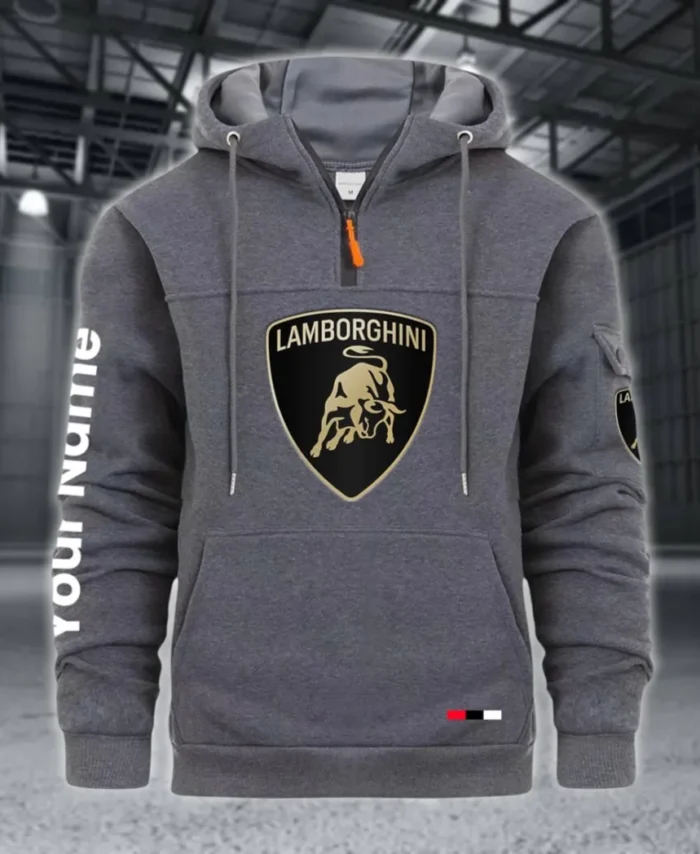 Two-Door Sports Coupe Large Pocket Hoodie, Driver's Essential Quarter-Zip CAR514 - Dark Gray