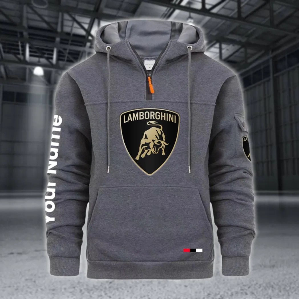 Two-Door Sports Coupe Large Pocket Hoodie, Driver's Essential Quarter-Zip CAR514 - Dark Gray