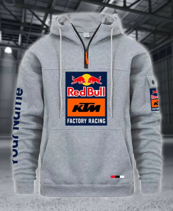 Racing Auto Large Pocket Hoodie, Automotive Spirit Pocket Hoodie CAR514 - Light Gray