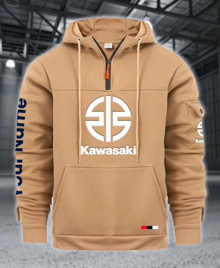 Racing Auto Large Pocket Hoodie, Automotive Spirit Pocket Hoodie CAR514 - Khaki