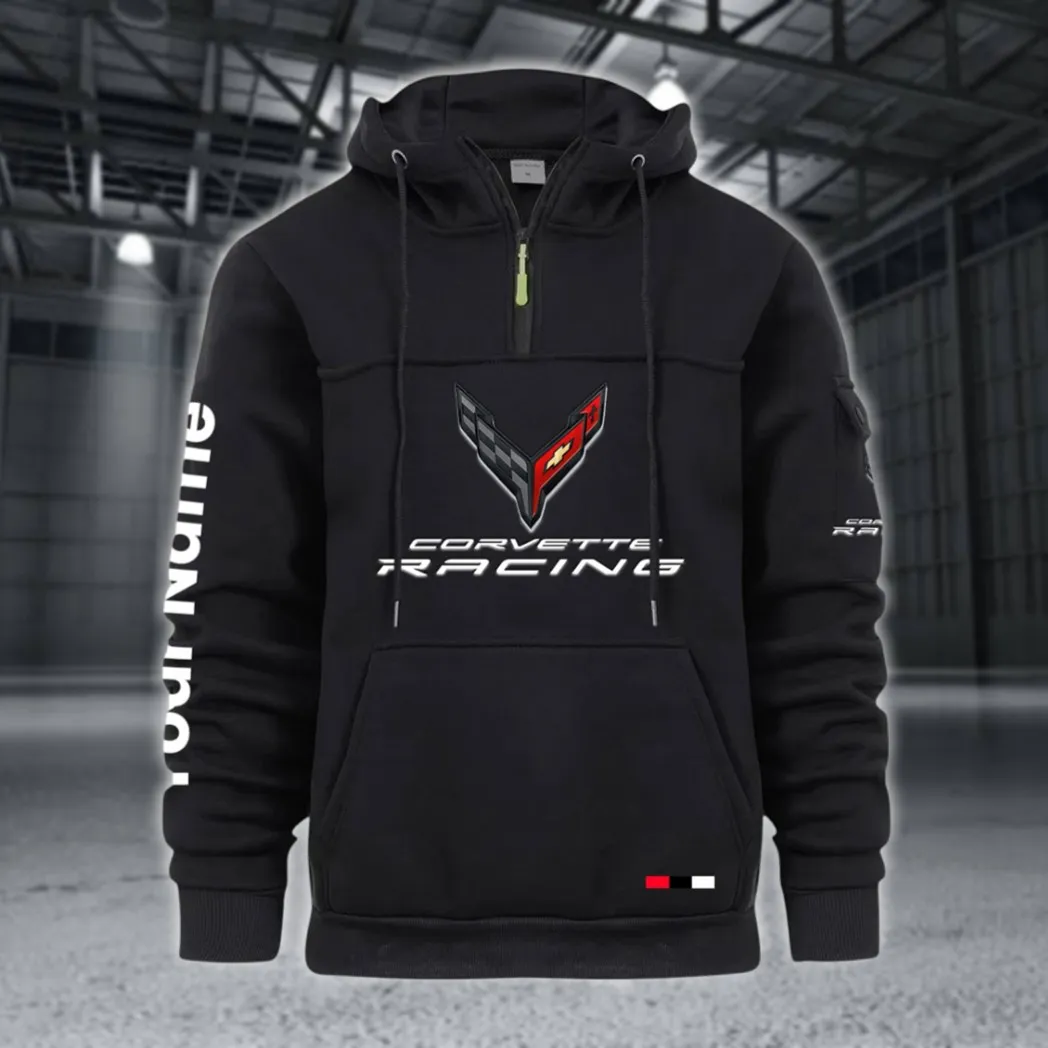 Racing Auto Large Pocket Hoodie, All-Season Driver's Hoodie CAR514 - Black