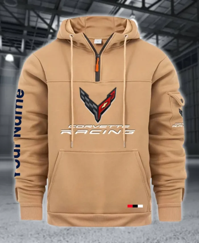 Racing Auto Large Pocket Hoodie, All-Season Driver's Hoodie CAR514 - Khaki