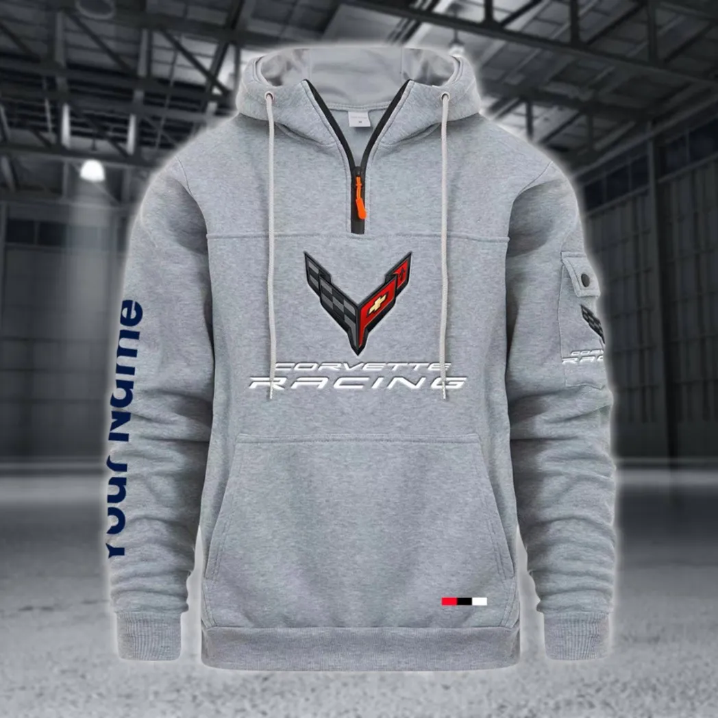 Racing Auto Large Pocket Hoodie, All-Season Driver's Hoodie CAR514 - Light Gray