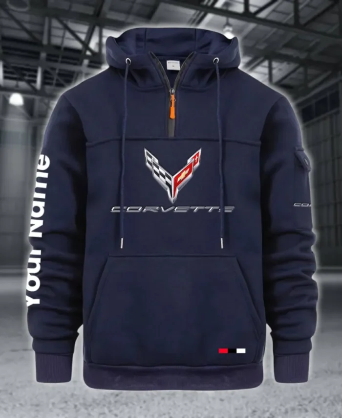 Supercar Large Pocket Hoodie, Gearhead Streetwear Pullover CAR514 - Navy