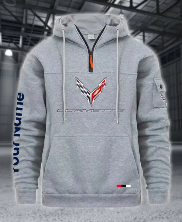 Supercar Large Pocket Hoodie, Gearhead Streetwear Pullover CAR514 - Light Gray