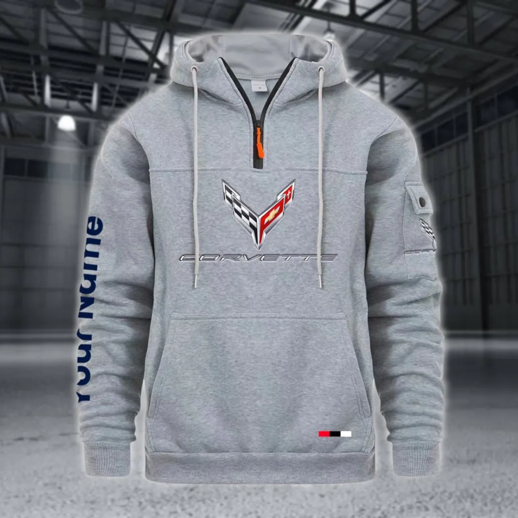 Supercar Large Pocket Hoodie, Gearhead Streetwear Pullover CAR514 - Light Gray