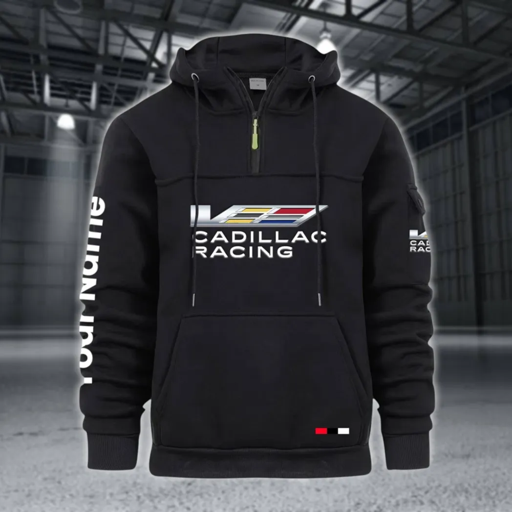 Racing Auto Large Pocket Hoodie, Car Culture Pocket Hoodie CAR514 - Black