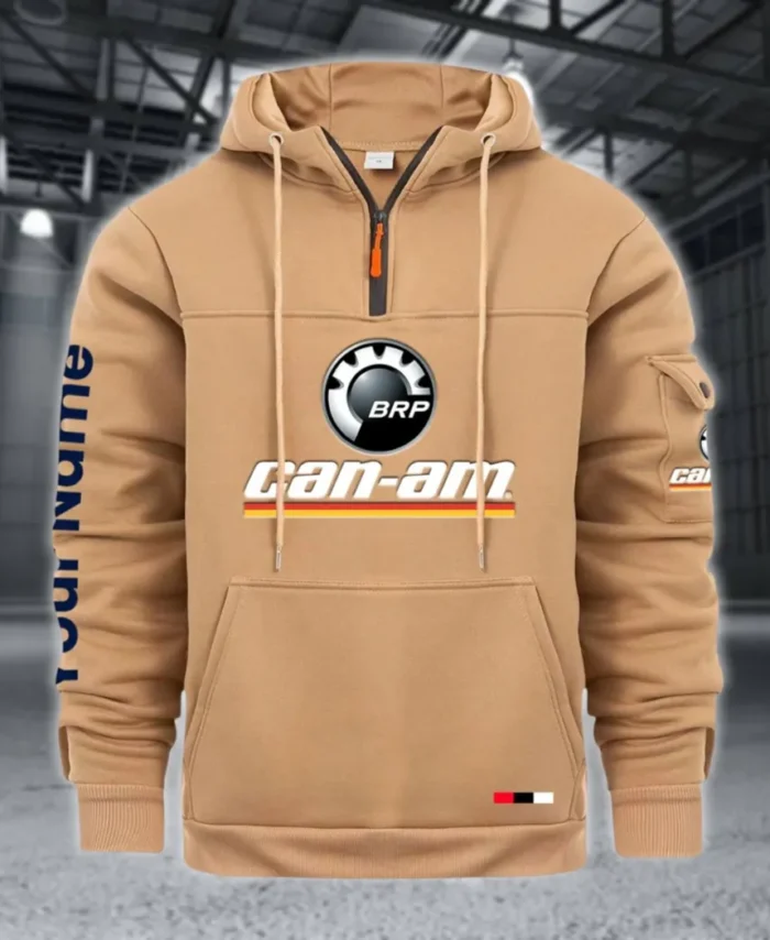 Racing Auto Large Pocket Hoodie, Streetwear Hoodie for Riders CAR514 - Khaki