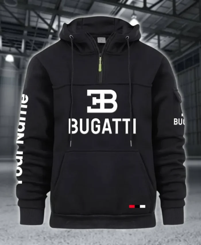 High-Performance Supercar Large Pocket Hoodie, Modern Driver's Zip Hoodie CAR514 - Black