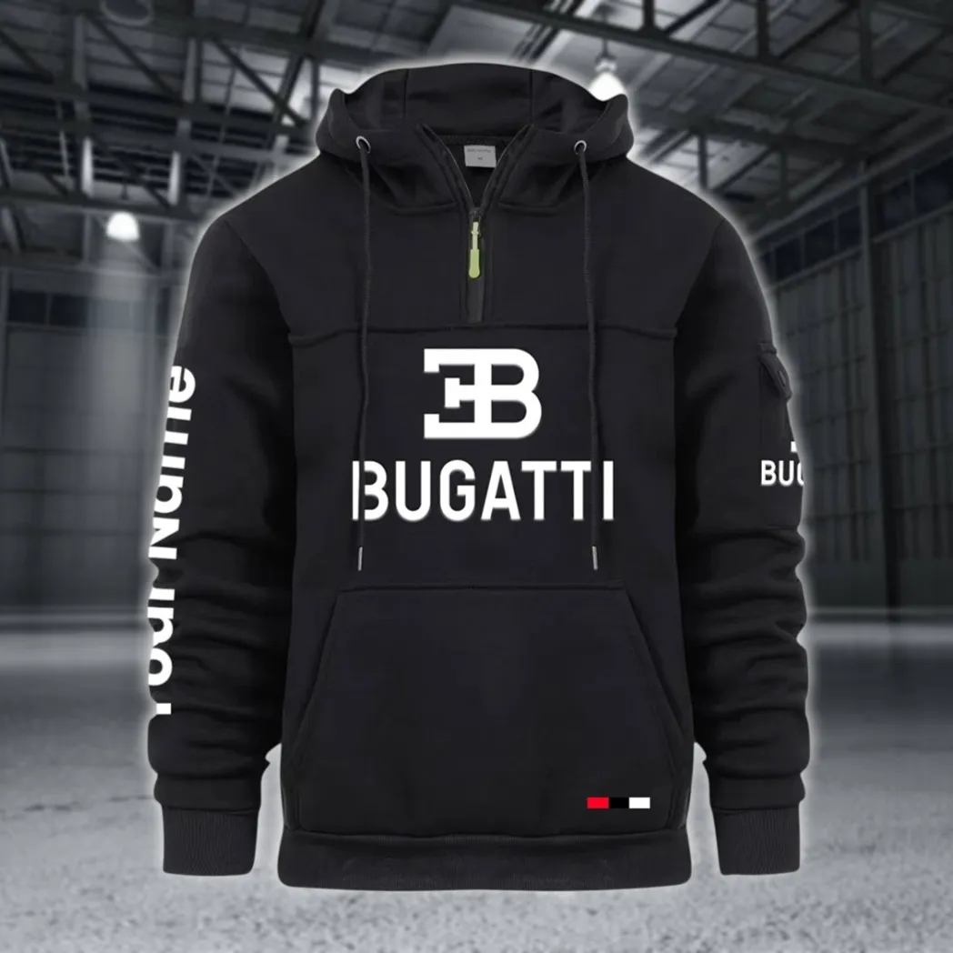 High-Performance Supercar Large Pocket Hoodie, Modern Driver's Zip Hoodie CAR514 - Black