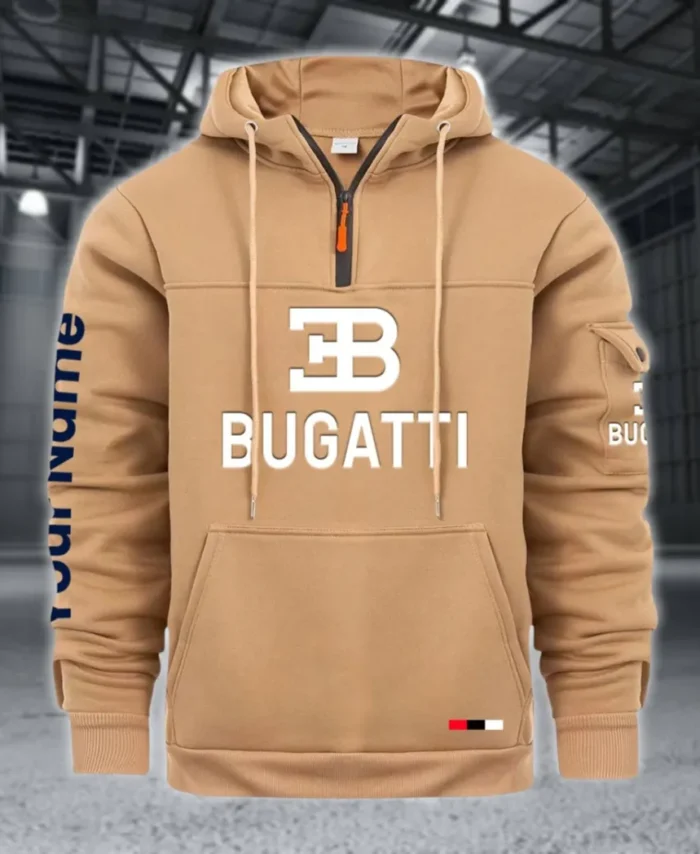 High-Performance Supercar Large Pocket Hoodie, Modern Driver's Zip Hoodie CAR514 - Khaki