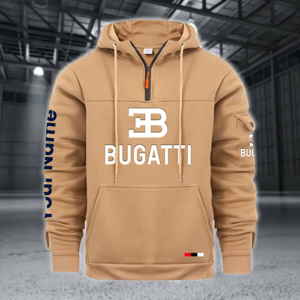 High-Performance Supercar Large Pocket Hoodie, Modern Driver's Zip Hoodie CAR514 - Khaki