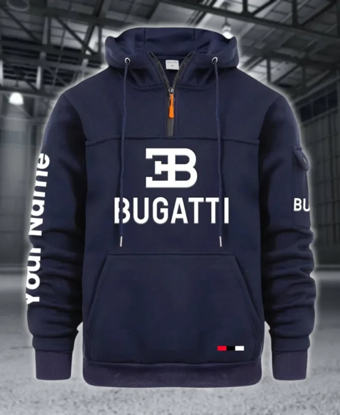 High-Performance Supercar Large Pocket Hoodie, Modern Driver's Zip Hoodie CAR514 - Navy