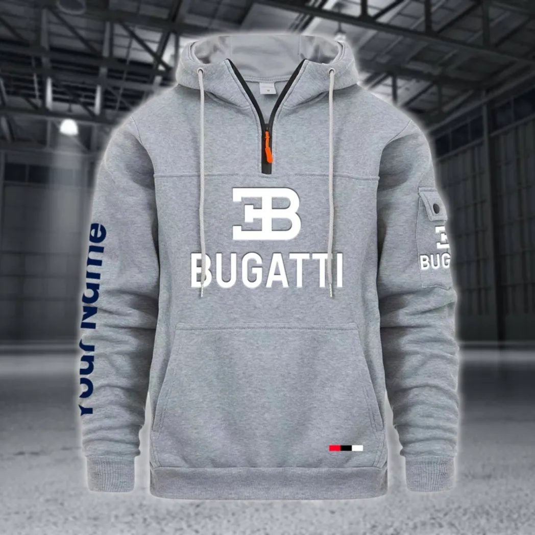 High-Performance Supercar Large Pocket Hoodie, Modern Driver's Zip Hoodie CAR514 - Light Gray