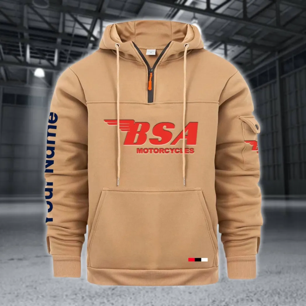 Motorcycle Large Pocket Hoodie, Classic Garage Style Hoodie CAR514 - Khaki