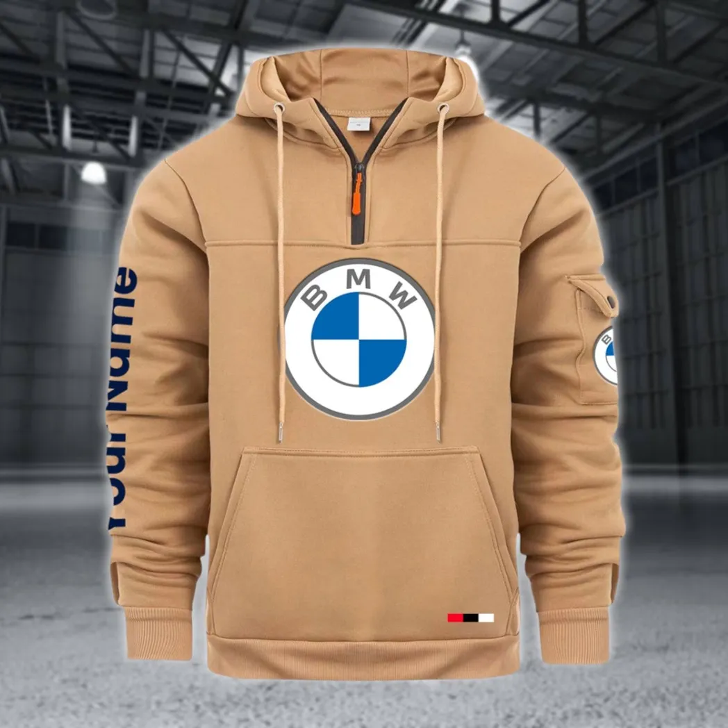 Mid-Size Luxury Car Large Pocket Hoodie, Car Culture Pocket Hoodie CAR514 - Khaki