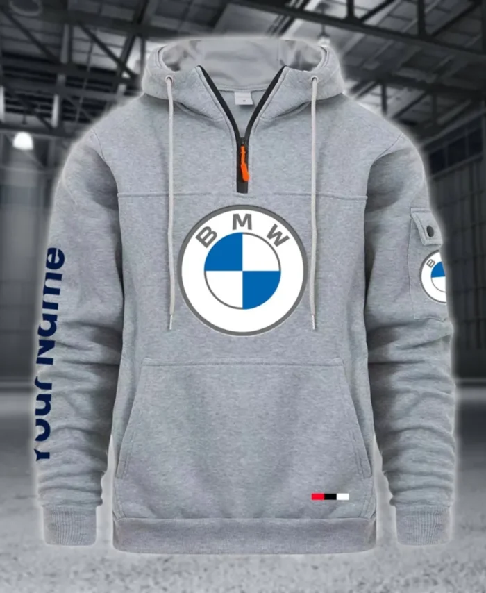 Mid-Size Luxury Car Large Pocket Hoodie, Car Culture Pocket Hoodie CAR514 - Light Gray