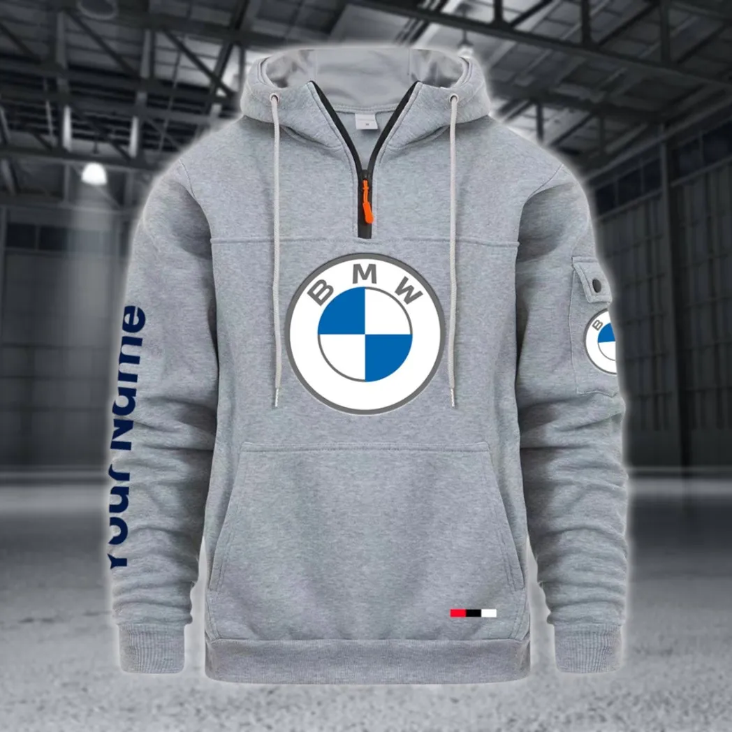 Mid-Size Luxury Car Large Pocket Hoodie, Car Culture Pocket Hoodie CAR514 - Light Gray