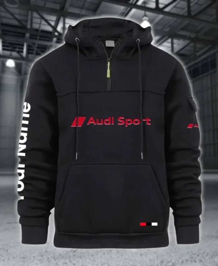 Executive Car Large Pocket Hoodie, Quarter-Zip Hoodie for Drivers CAR514 - Black