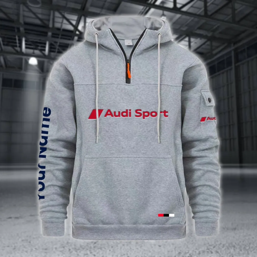 Executive Car Large Pocket Hoodie, Quarter-Zip Hoodie for Drivers CAR514 - Light Gray