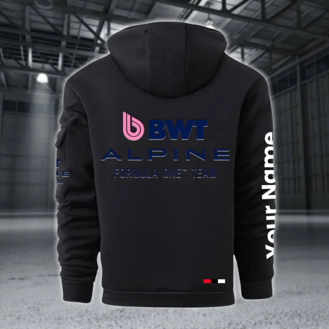 Sports Car Large Pocket Hoodie, Quarter-Zip Hoodie for Drivers CAR514 - Black