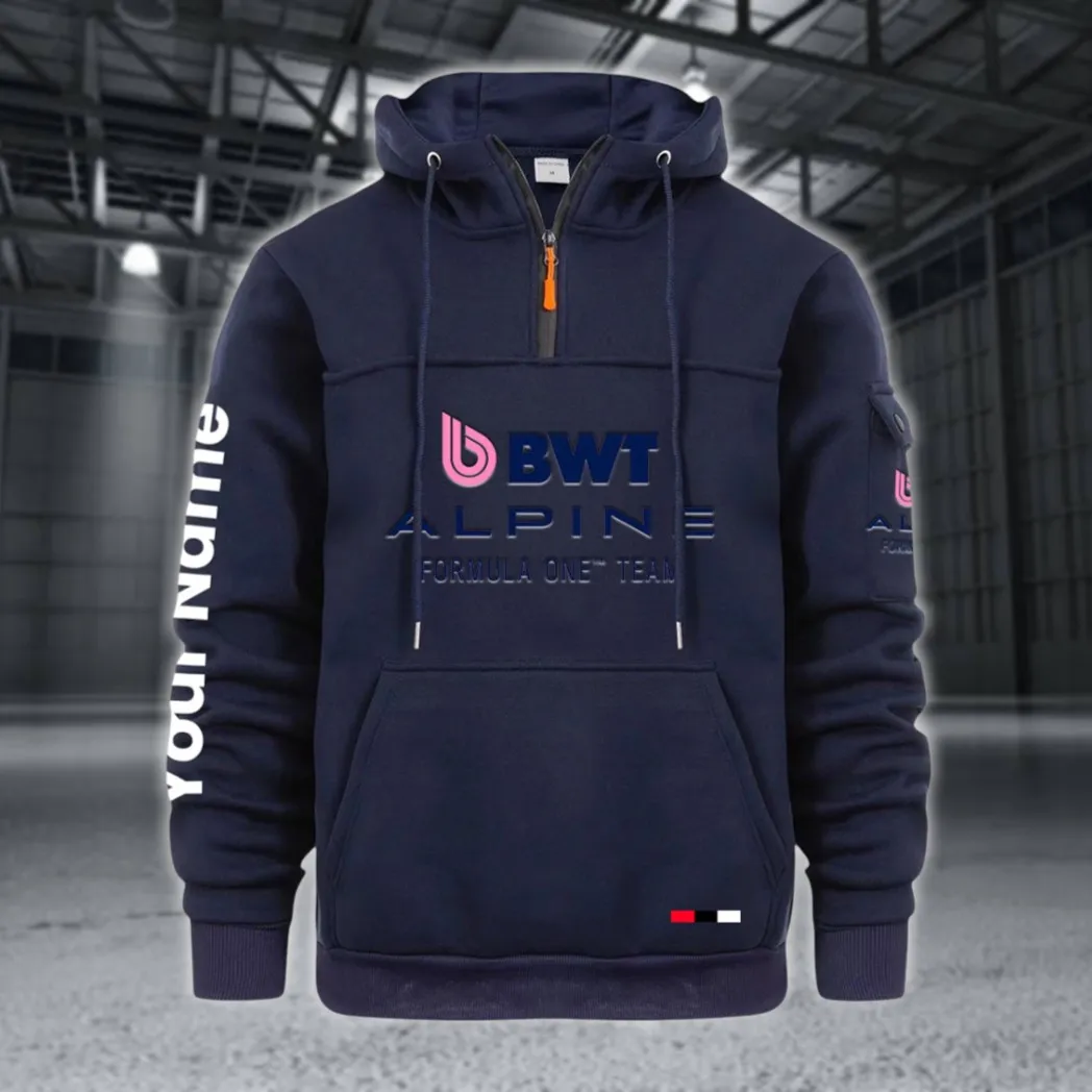 Sports Car Large Pocket Hoodie, Quarter-Zip Hoodie for Drivers CAR514 - Navy