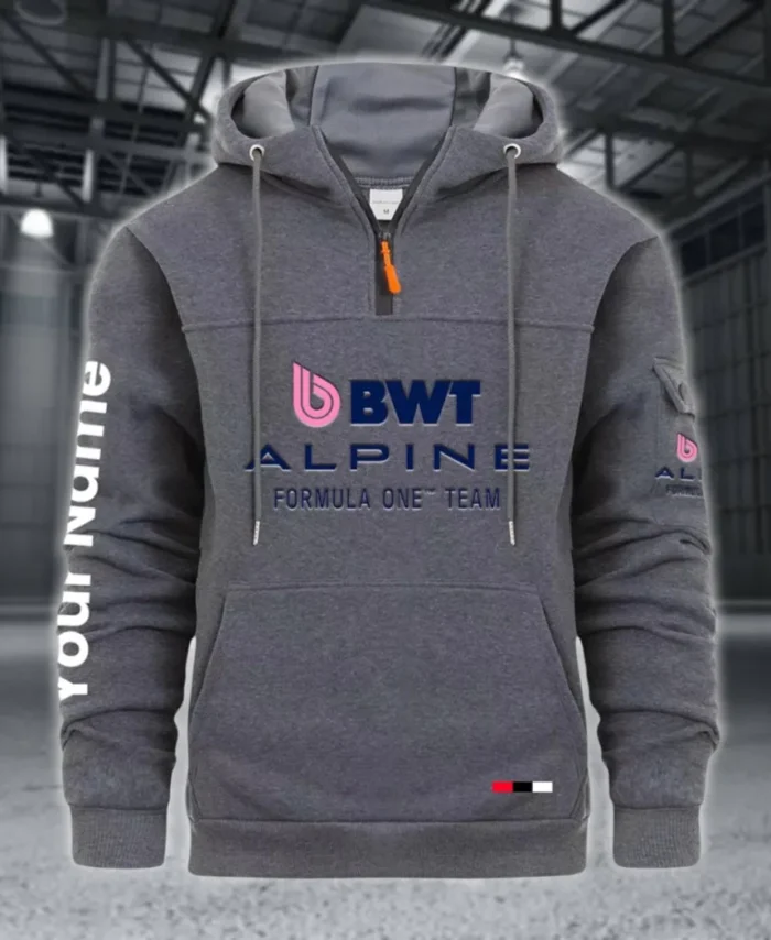 Sports Car Large Pocket Hoodie, Quarter-Zip Hoodie for Drivers CAR514 - Dark Gray