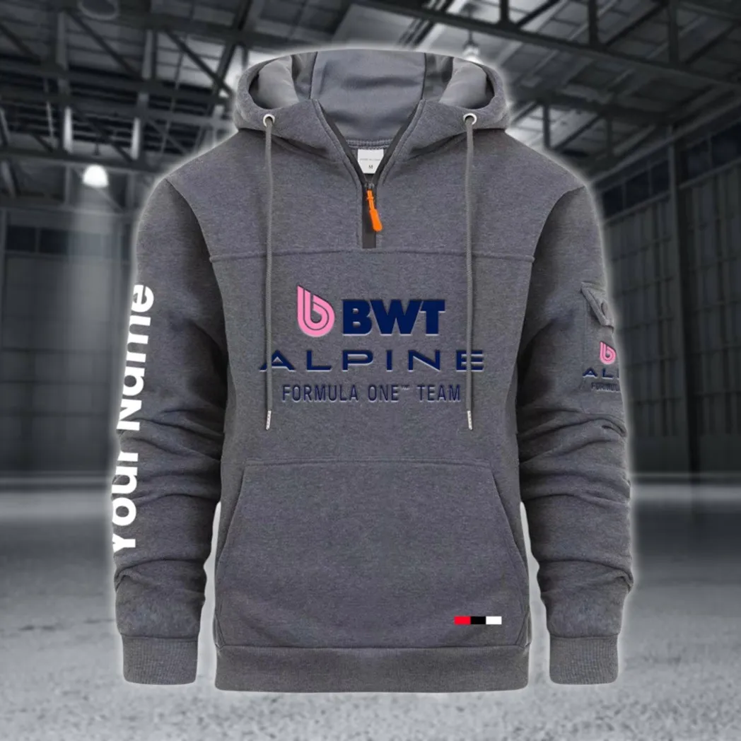 Sports Car Large Pocket Hoodie, Quarter-Zip Hoodie for Drivers CAR514 - Dark Gray