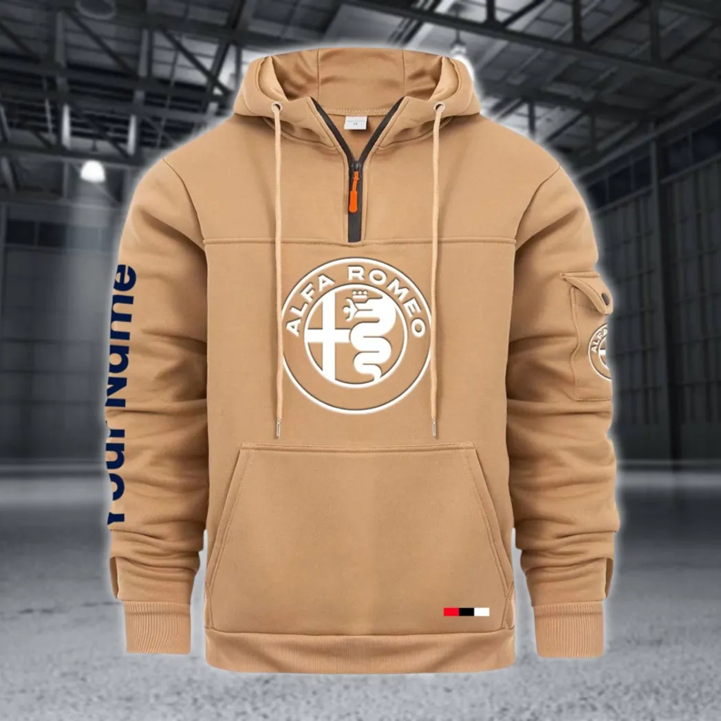 Vintage Ride Large Pocket Hoodie, Gearhead Streetwear Pullover CAR514 - Khaki