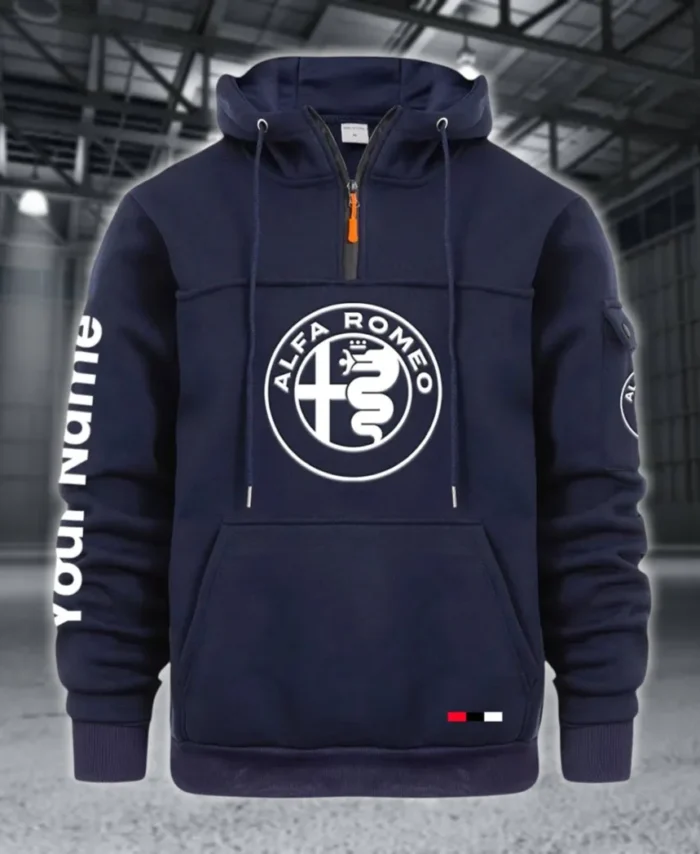 Vintage Ride Large Pocket Hoodie, Gearhead Streetwear Pullover CAR514 - Navy