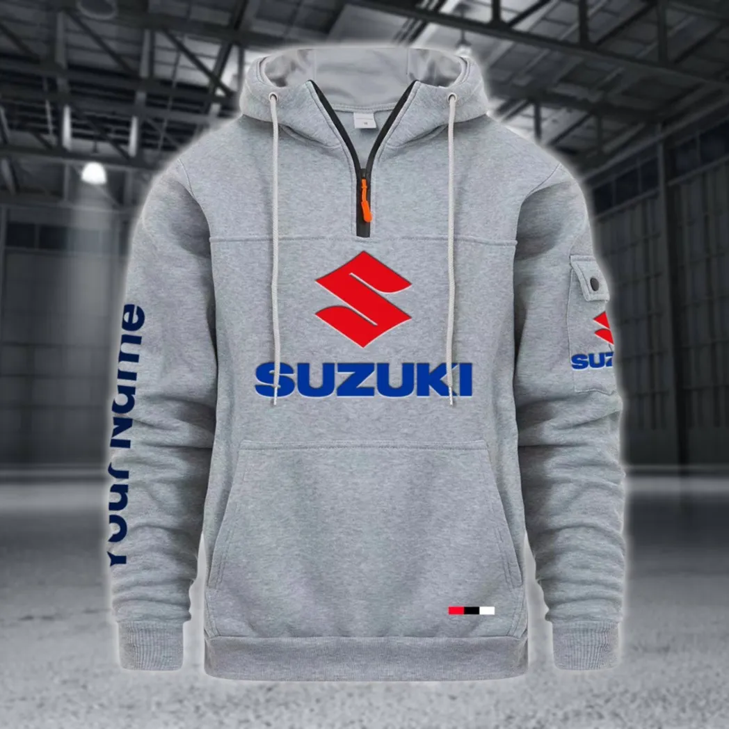 JDM Bike Large Pocket Hoodie, Gearhead Streetwear Pullover CAR514 - Light Gray