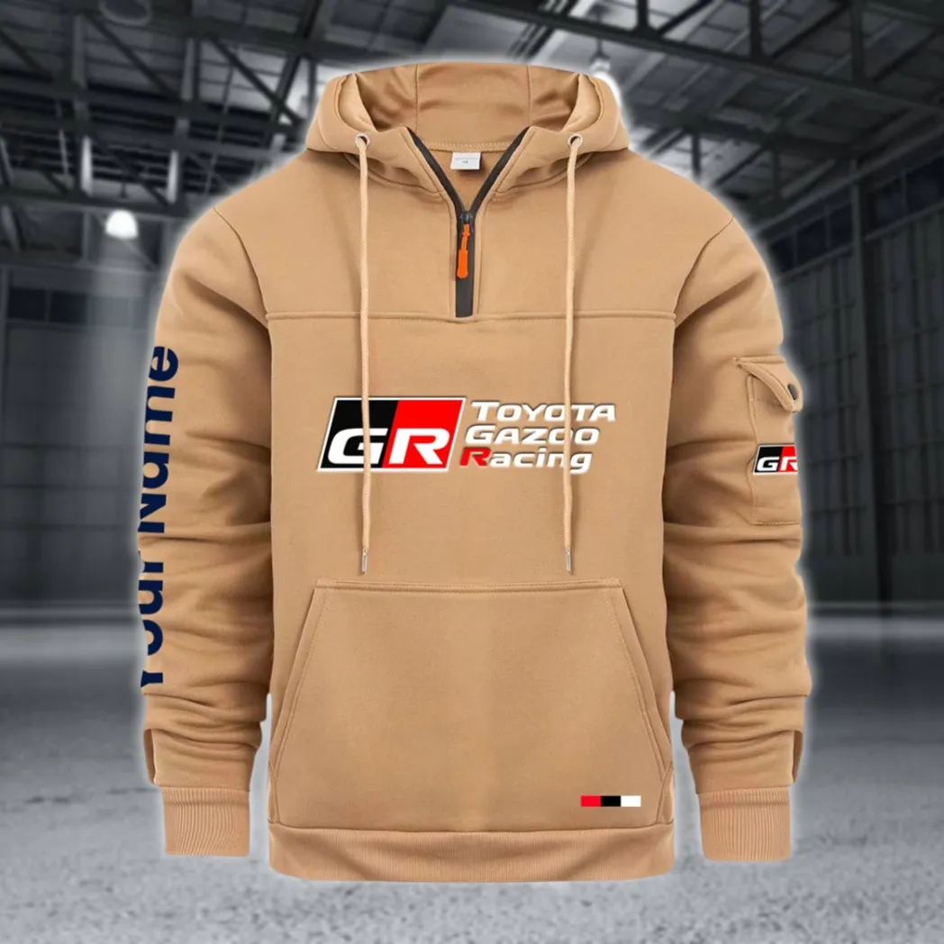 Racing Auto Large Pocket Hoodie, Road Warrior Style Hoodie CAR514 - Khaki