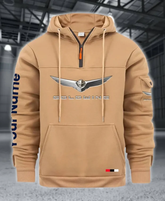 Grand Touring Motorbike Large Pocket Hoodie, Road Warrior Style Hoodie CAR514 - Khaki