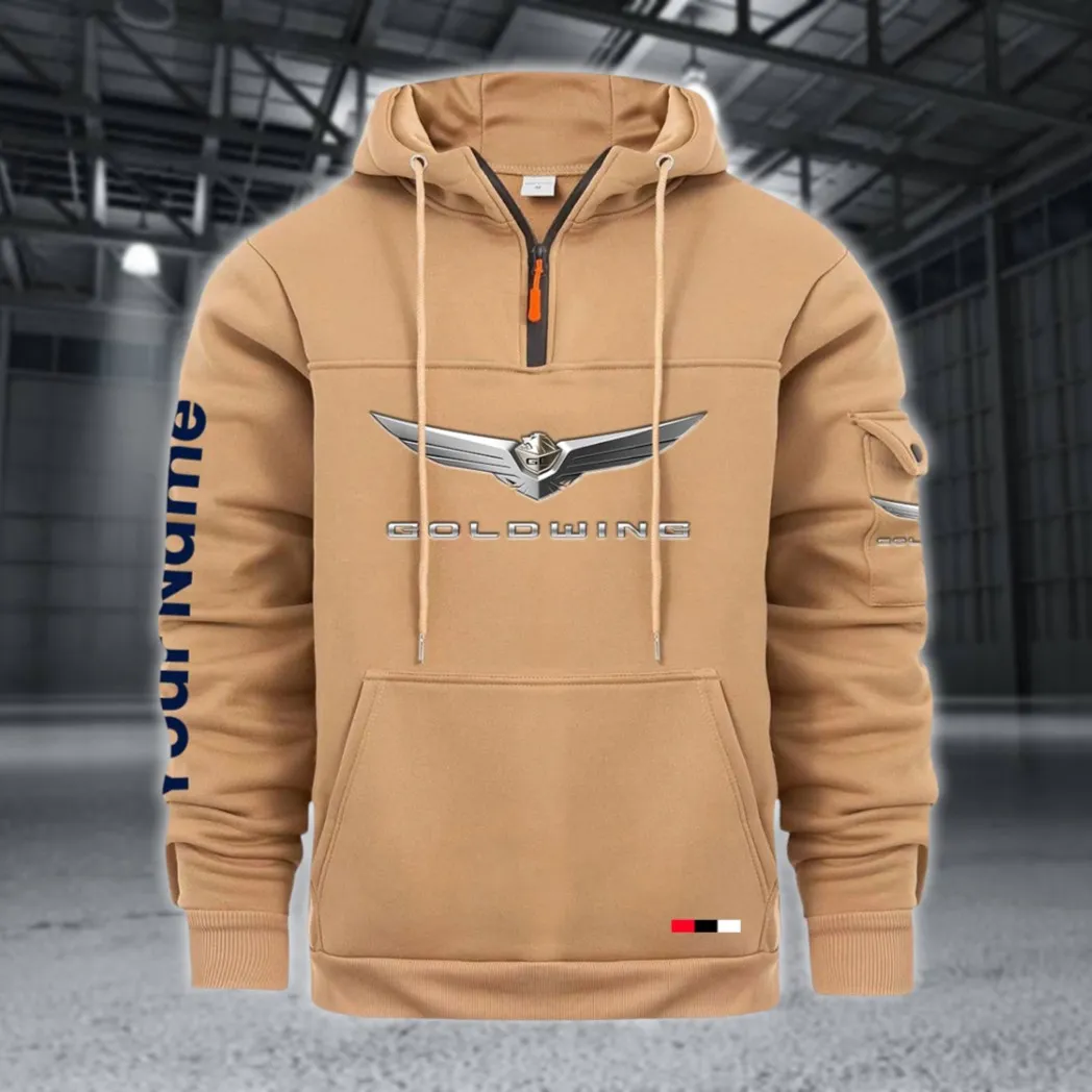 Grand Touring Motorbike Large Pocket Hoodie, Road Warrior Style Hoodie CAR514 - Khaki