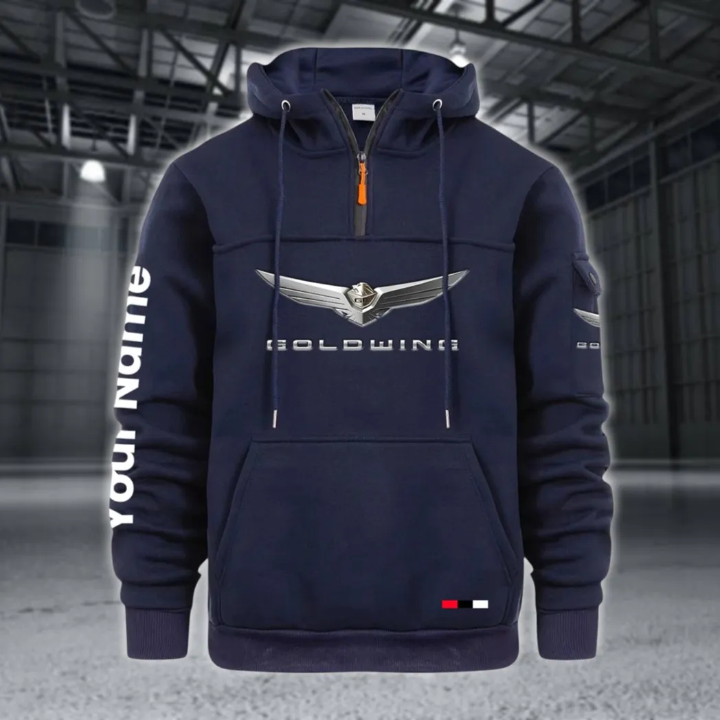 Grand Touring Motorbike Large Pocket Hoodie, Road Warrior Style Hoodie CAR514 - Navy