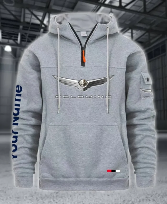 Grand Touring Motorbike Large Pocket Hoodie, Road Warrior Style Hoodie CAR514 - Light Gray