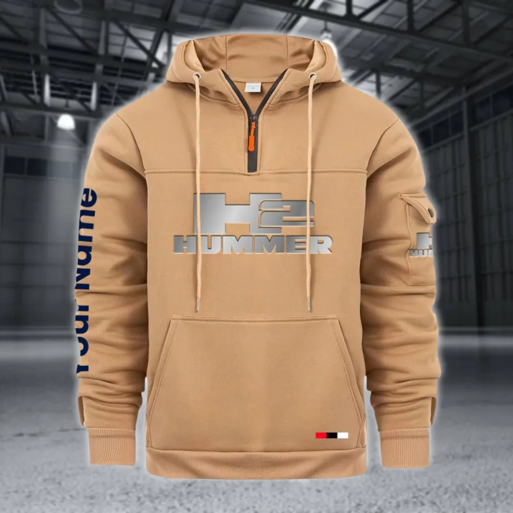 Large Off-Road SUV Large Pocket Hoodie, Car Enthusiast Everyday Hoodie CAR514 - Khaki