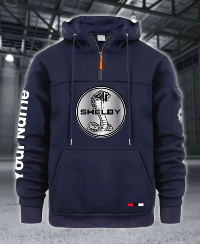 Classic Muscle Ride Large Pocket Hoodie, Moto Street Comfort Hoodie CAR514 - Navy