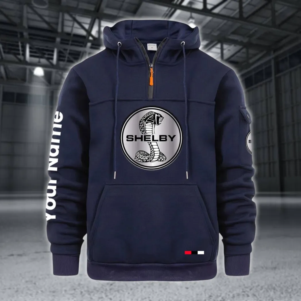 Classic Muscle Ride Large Pocket Hoodie, Moto Street Comfort Hoodie CAR514 - Navy