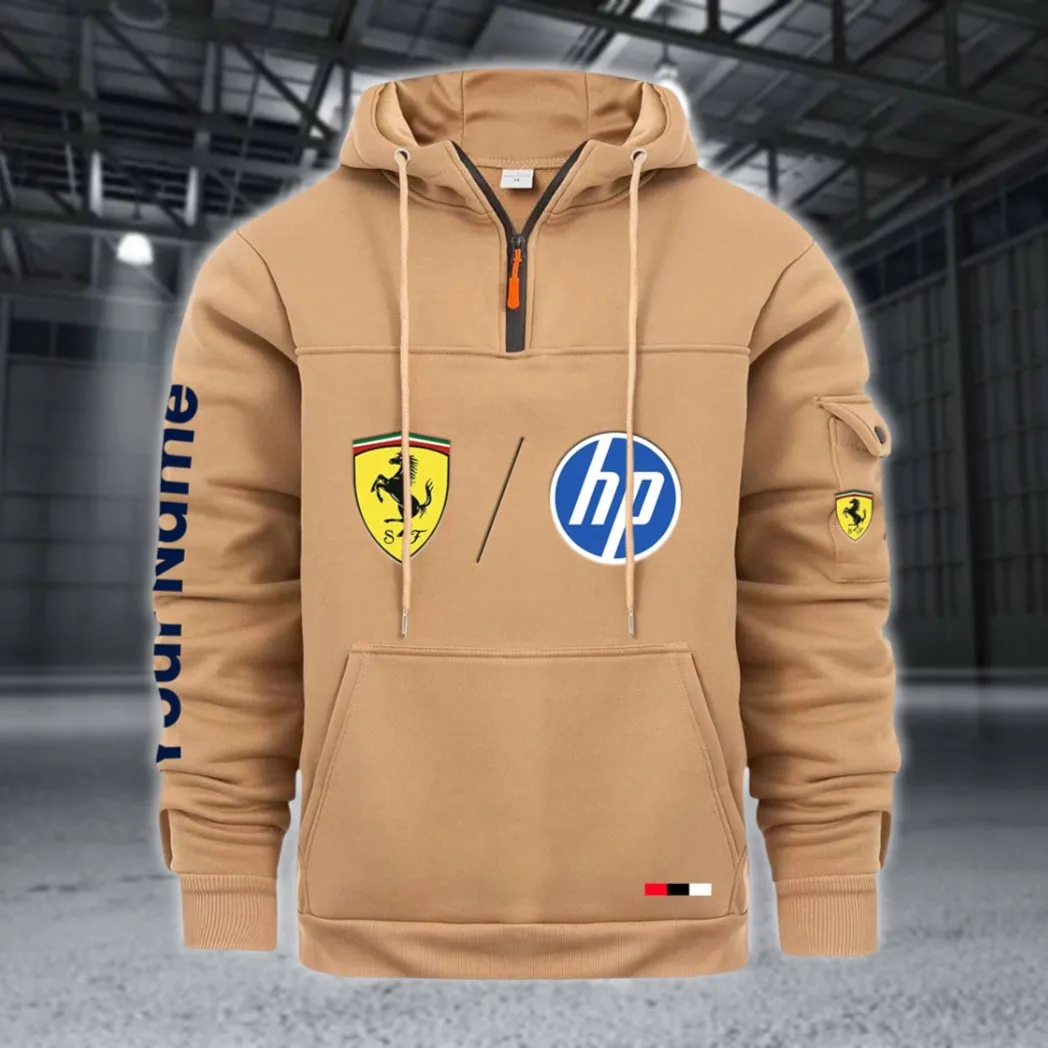 Racing Legend Large Pocket Hoodie, Classic Garage Style Hoodie CAR514 - Khaki