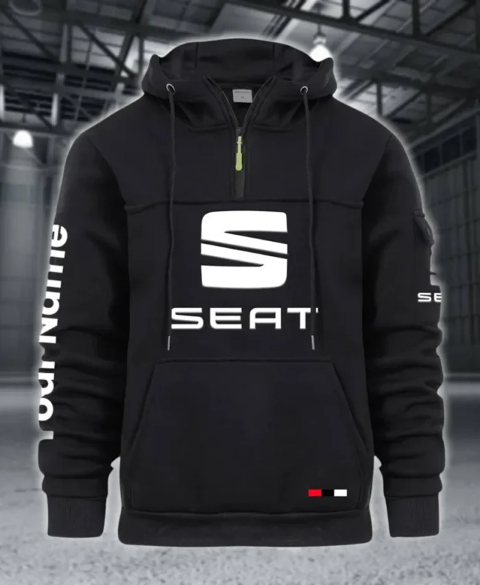 Stylish Sedan Large Pocket Hoodie, Car Culture Pocket Hoodie CAR514 - Black