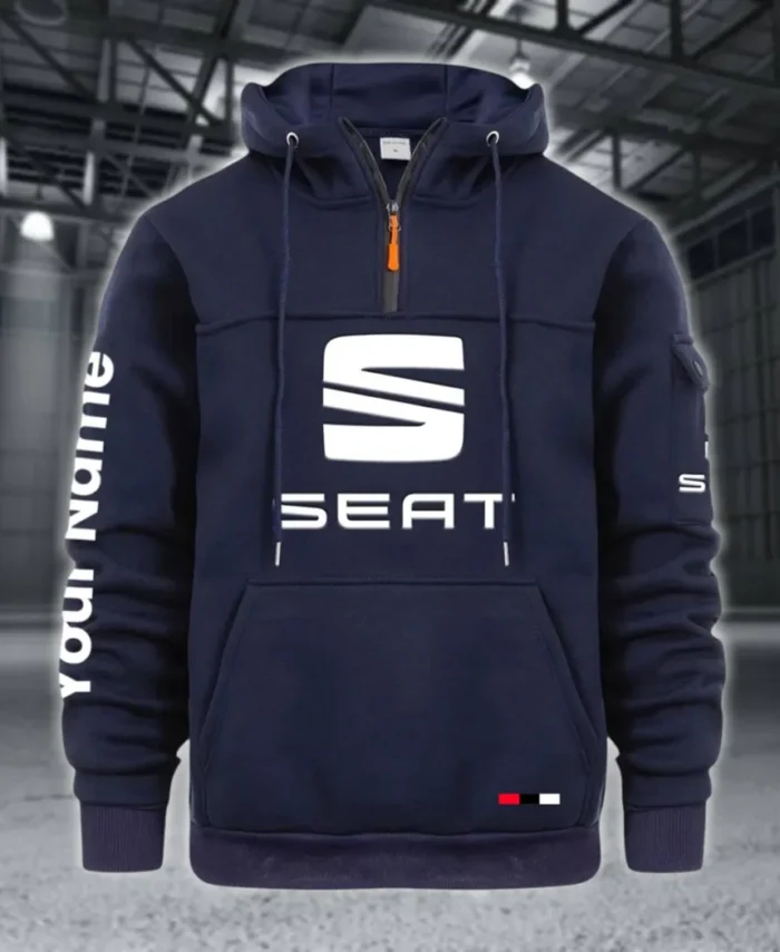 Stylish Sedan Large Pocket Hoodie, Car Culture Pocket Hoodie CAR514 - Navy