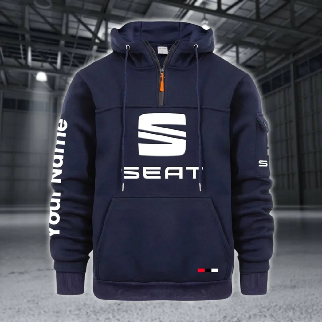 Stylish Sedan Large Pocket Hoodie, Car Culture Pocket Hoodie CAR514 - Navy