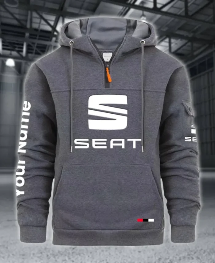 Stylish Sedan Large Pocket Hoodie, Car Culture Pocket Hoodie CAR514 - Dark Gray