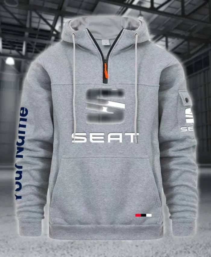 Stylish Sedan Large Pocket Hoodie, Car Culture Pocket Hoodie CAR514 - Light Gray