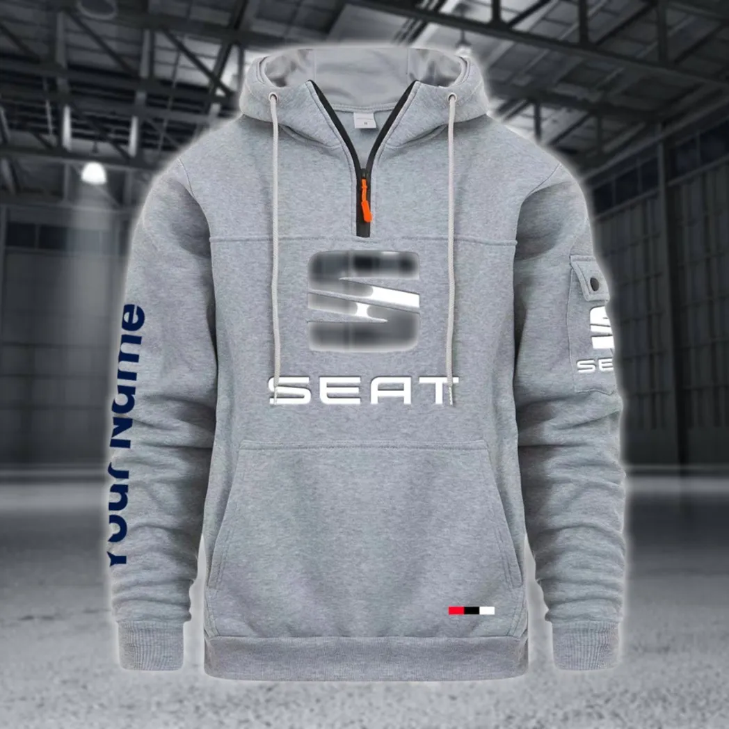 Stylish Sedan Large Pocket Hoodie, Car Culture Pocket Hoodie CAR514 - Light Gray