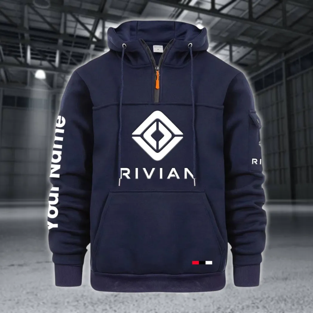 Racing Auto Large Pocket Hoodie, Modern Driver's Zip Hoodie CAR514 - Navy
