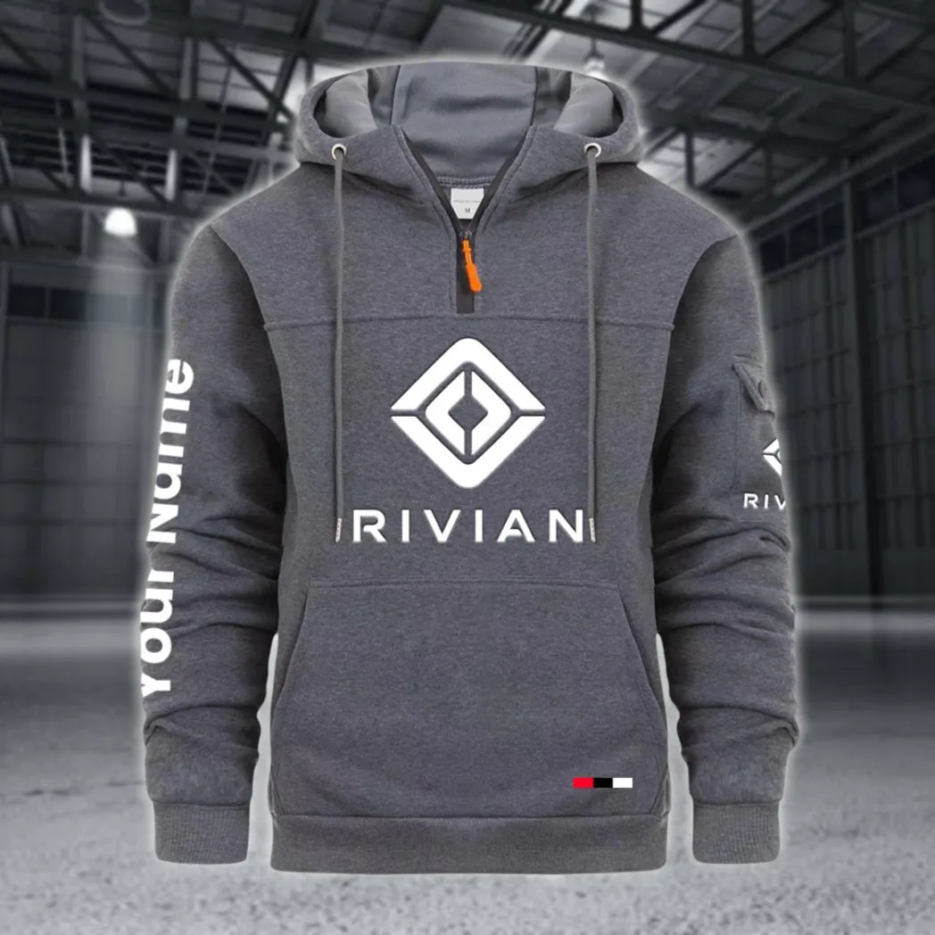 Racing Auto Large Pocket Hoodie, Modern Driver's Zip Hoodie CAR514 - Dark Gray