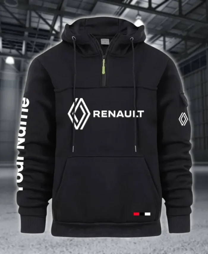 Affordable Auto Large Pocket Hoodie, Car Lover's Quarter-Zip CAR514 - Black